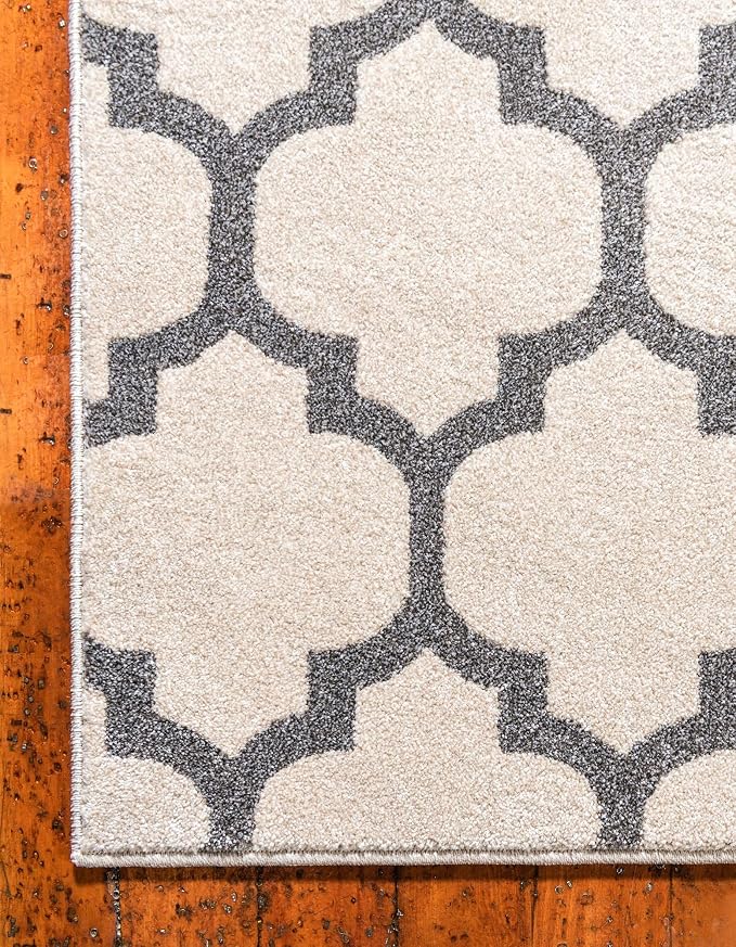 Rugs.com Lattice Collection Rug – 7x10 Beige and Gray Medium-Pile Rug Perfect - Image 5