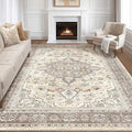 12x15 Area Rug Living Room: Washable Boho Large Neutral Vintage Soft Rugs Stain by LOONGRUG