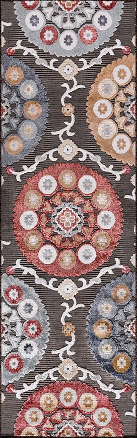 CAMILSON Runner Outdoor Rugs Oriental Retro Traditional Floral Medallion Area - Image 2