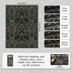 9x12 Black Vintage Floral Area Rug, Washable Large Boho Living Room Rugs - Image 2
