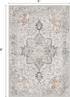 4x6 Area Rugs for Living Room, Machine Washable Low Pile Vintage Rugs, Non Slip - Image 2
