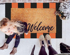 KOZYFLY Orange and Black Striped Rug Doormat 2x3 Ft Halloween Fall Cotton Woven - Image 3