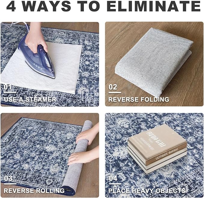 KILOCOCO Hallway Runner 2.6x8 Rug Runner Printed Vintage Floral Washable - Image 2