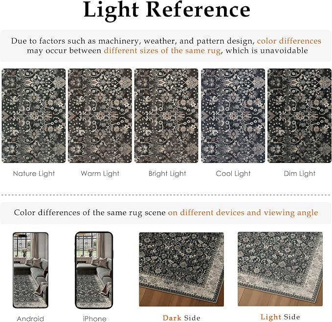 HUGEAR 6x9 Machine Washable Rugs Black Beige Hallway Large Area Rug Indoor - Image 6