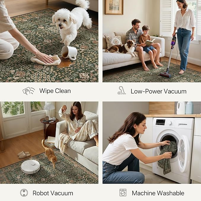 Bavni Round Rug 8ft-Machine Washable Area Rugs Non-Slip - Image 2