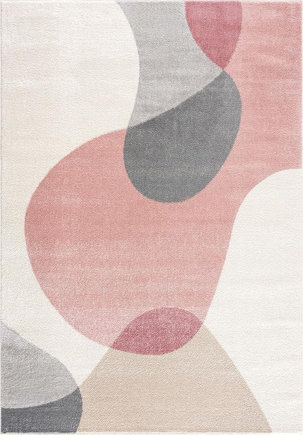 Abani Rugs Cream and Pink 5’3” x 7’6” Contemporary mid-Century Rug - Image 3