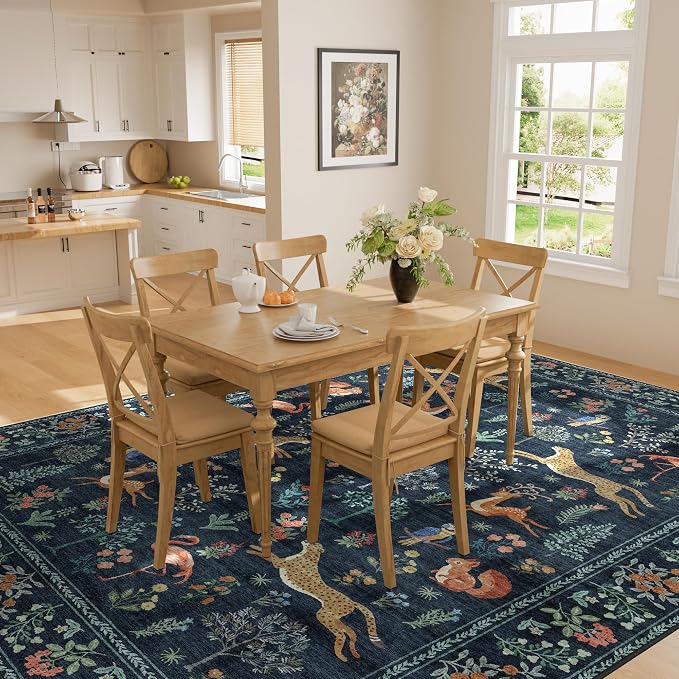 DUKINO 5x7 Rug, Washable Animal Living Room Rug - Image 4