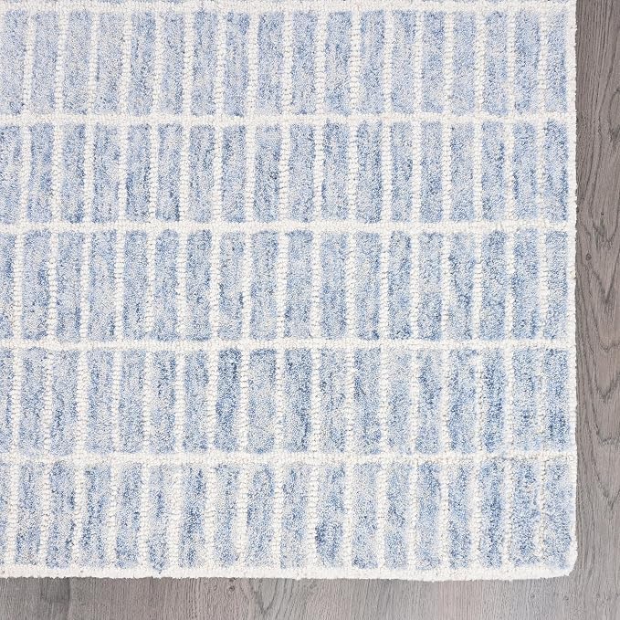 Hand-Tufted 100% Wool Area Rug – Unique Modern Geometric Grid Pattern, Soft - Image 3
