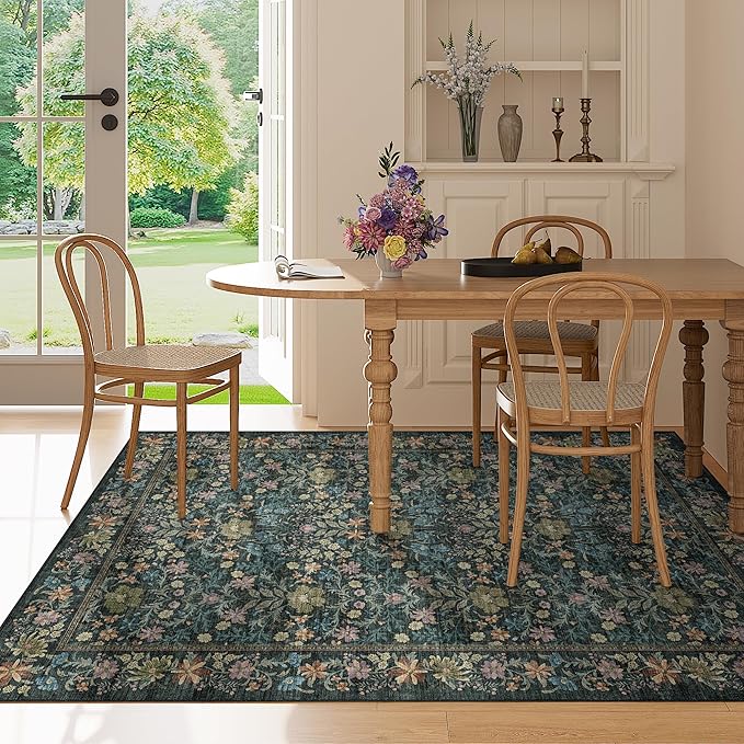 DUKINO 3x5 Area Rug, Vintage Floral Washable Rug - Image 2