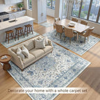 Area Rugs 2'x8' Washable Non-Slip, Floral Vintage Distress Print Pattern - Image 3