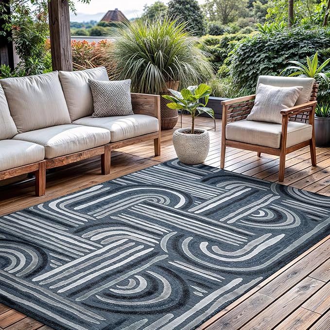 CAMILSON Indoor Outdoor Rug, Easy-Cleaning Non-Shedding Living Room, Garden and - Image 9