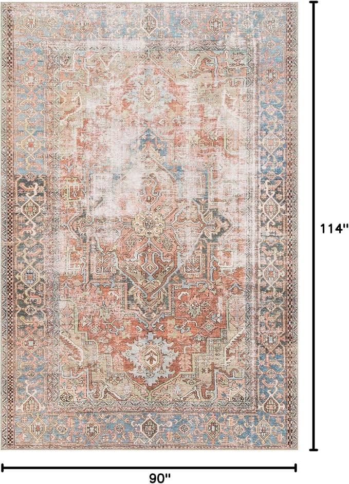 Loloi Loren Collection LQ-15 Terracotta/Sky 7'-6" x 9'-6" Area Rug - Image 2
