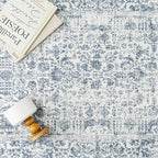 Navy Blue Area Rug 6x9 Machine Washable Vintage Living Room Distressed Non Slip - Image 4