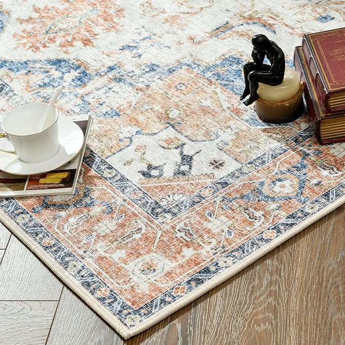 jinchan Area Rug 6x9 Washable Living Room Rug Vintage Indoor Large Floor Cover - Image 9