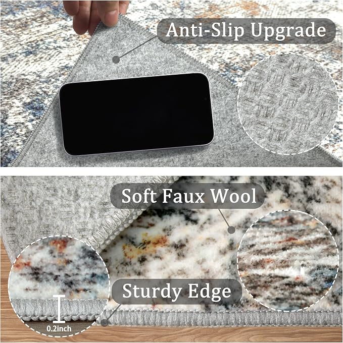 2x3 Machine Washable Area Rug for Entryway, Kids and Pets Friendly for Bedroom - Image 6