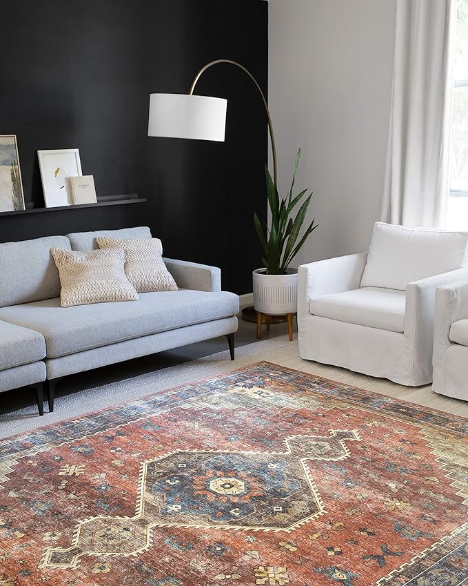 Loloi Skye Collection SKY-11 Rust/Blue 6'-0" x 6'-0" Round Area Rug by Loloi