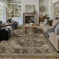 HUGEAR Retro Brown Area Rug 9x12 Machine Washable Living Room Rugs Distressed by HUGEAR