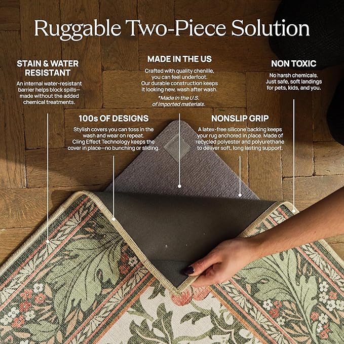 RUGGABLE Washable Vintage Area Rug – Kamran Admiral Blue 4x6, Stain-Resistant - Image 7