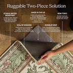 RUGGABLE Washable Vintage Area Rug – Verena Teal Blue 8 ft Round, - Image 7