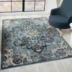 LUXE WEAVERS Moroccan Blue 6x9 Medallion Area Rug by LuxeWeavers