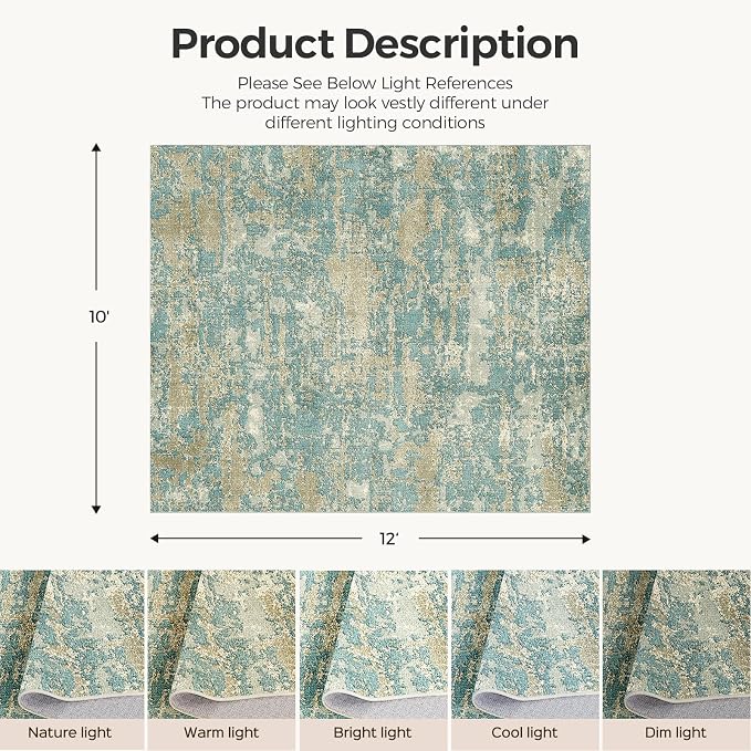 WITSHOCK Living Room Area Rugs 10x12：Modern Abstract Machine Washable Large Rug - Image 2