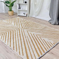 Alfa Rich 3x5 Geometric Gold Off White Washable Area Rugs by AlfaRichRugs