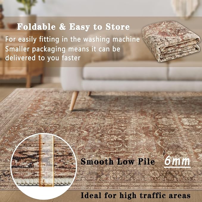 vivorug 8x10 Area Rugs for Living Room, Non-Slip Backing Washable Rug 8x10 - Image 8