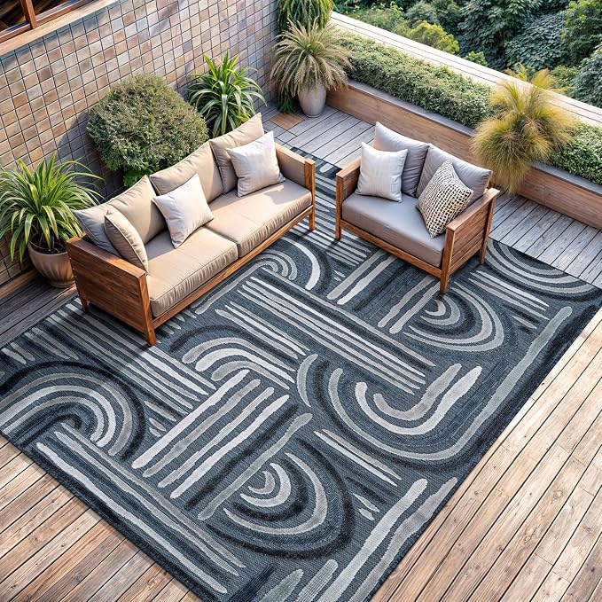 CAMILSON Indoor Outdoor Rug, Easy-Cleaning Non-Shedding Living Room, Garden and - Image 4