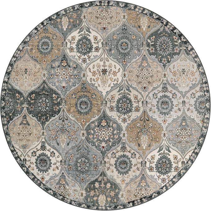 Lahome Moroccan Trellis Washable Round Area Rug, Soft Round Rugs 6ft Ultra-Thin - Image 3