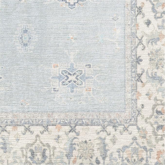 RUGGABLE Washable Vintage Area Rug – Verena Soft Blue 6x9, Stain-Resistant - Image 4