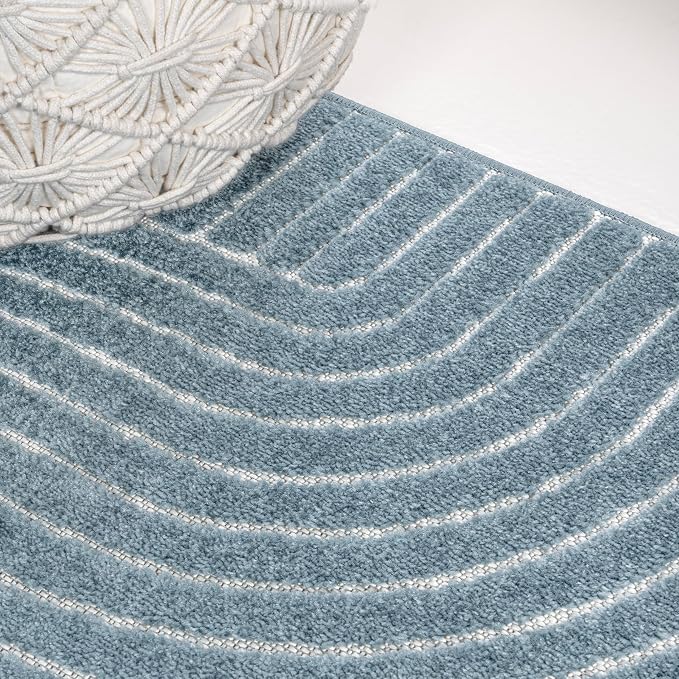 JONATHAN Y Hallie High-Low Curve Dark Blue/Cream 5x8 Indoor/Outdoor Area Rug - Image 10