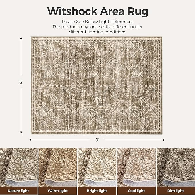 WITSHOCK 6x9 Area Rugs for Living Room: Machine Washable Non Slip Modern - Image 2