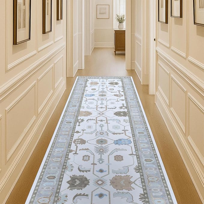 Fame Living Cream Grey Oushak Runner Rug, Modern Runners, Small Rugs, Short by FameLiving%7COushakRugs