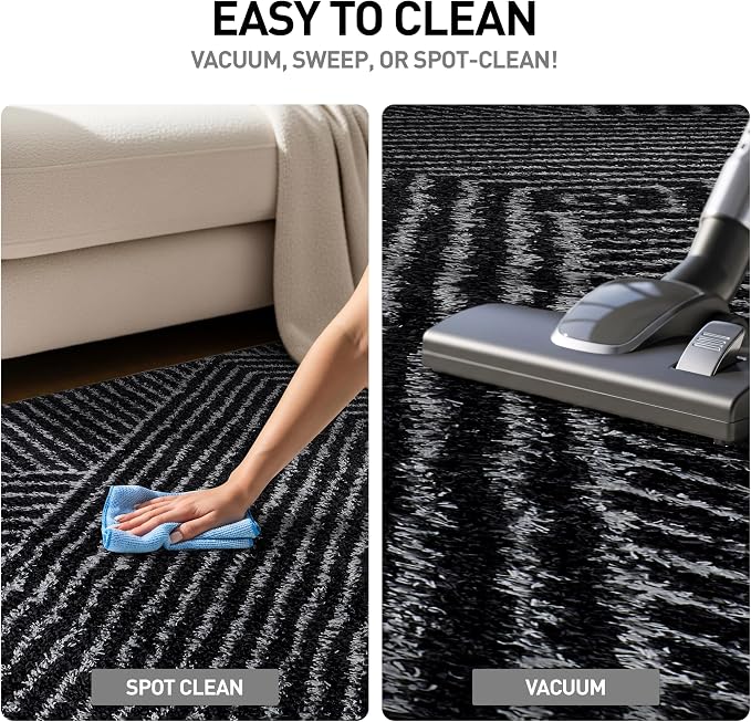 Rugshop Geometric Diamond Stripe Shag Area Rug Anthracite Dark Gray 5' x 7' - Image 8