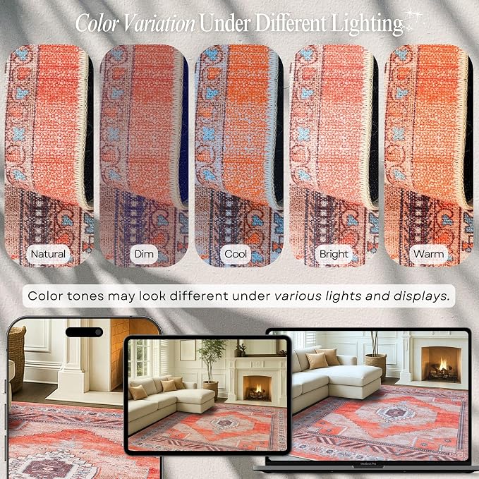 Fame Rugs Turkish Rug. Washable Vintage Oriental Antique Inspired Traditional - Image 4