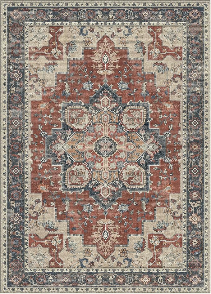 GENIMO 5x7 Area Rugs for Living Room, Machine Washable Non Slip Vintage Rugs - Image 7