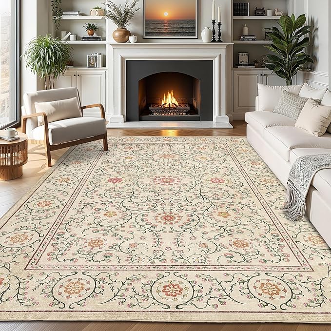 GarveeHome Boho 8x10 Area Rugs for Living Room, Floral Vintage Rugs for Bedroom by GarveeHome