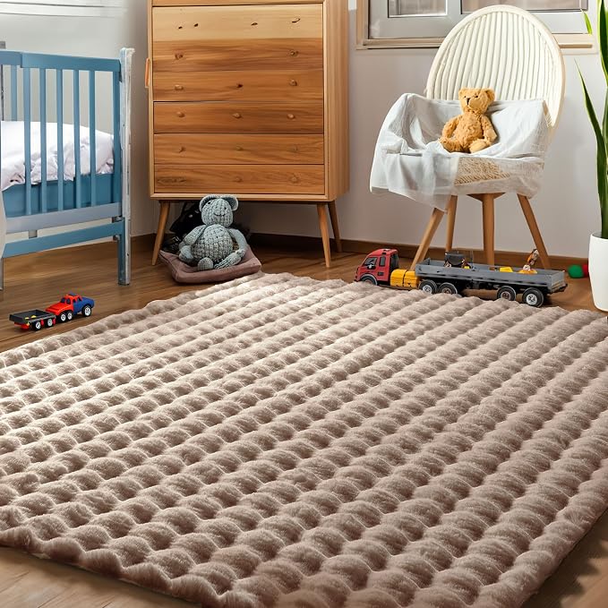 Nuloom Jeni Taupe, Solid Faux Rabbit, Fluffy and Cozy, High Traffic, Stain - Image 6