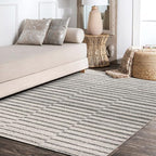 JONATHAN Y Lyla Offset Stripe Gray/Cream Indoor Area Rug, Contemporary - Image 5