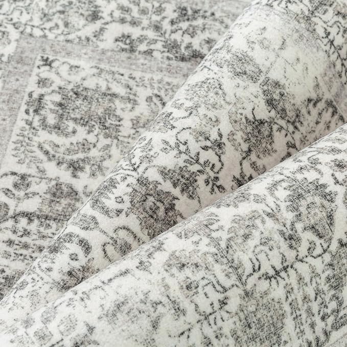 Black Runner Rug 3x14 Hallway Machine Washable Kitchen Vintage Distressed Non - Image 8