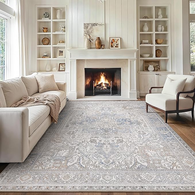 GENIMO 8x10 Area Rugs for Living Room, Machine Washable Non Slip Vintage Retro by GENIMO