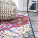 JONATHAN Y Boho Vintage Fuchsia/White Indoor Area Rug, Bohemian Flair Medallion - Image 10
