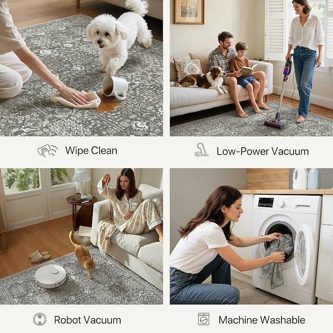Bavni 2'6''x6 Rug Runners for Hallways, Washable Runner Rug Non Slip, Vintage - Image 2