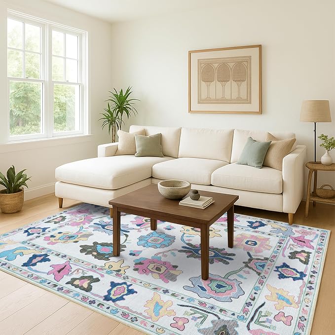 Fame Living Colorful Oushak Runner Rug, Modern Runners, Small Throw Rugs - Image 9