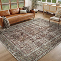 Vintage Area Rug 6x9 Rust Red Washable Living Room Large Carpet Non Slip by PureCozy