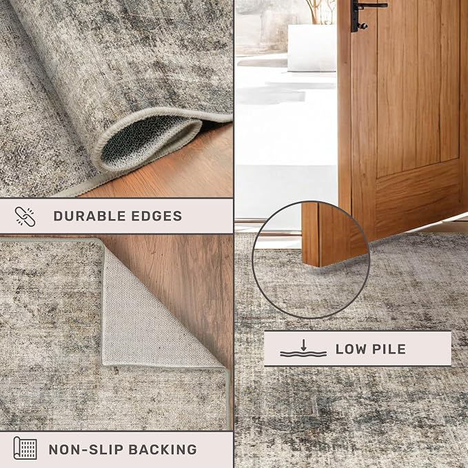 Farmhouse Taupe Brown 2x3 Indoor Entryway Rug - Image 4