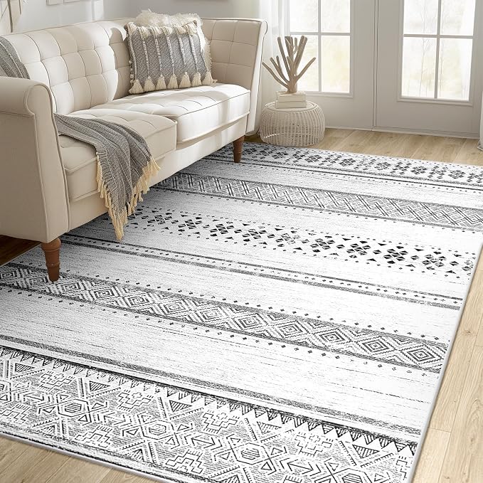 BESTSWEETIE 4x6 Area Rugs for Living Room Washable Moroccan Farmhouse Neutral - Image 7