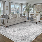 HUGEAR Area Rug 6x9 Vintage Grey Machine Washable Living Room Rugs Thin Neutral - Image 3