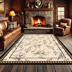 Medieval French Style Area Rugs 5x7ft, Off-White Botanical Leaf Pattern Rug - Image 2