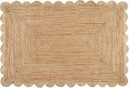 Savi Home Scalloped Jute Rug 4'x6' – Handwoven Natural Area Rug, Farmhouse Boho by SaviHome